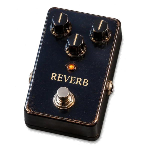 Black and gold reverb pedal