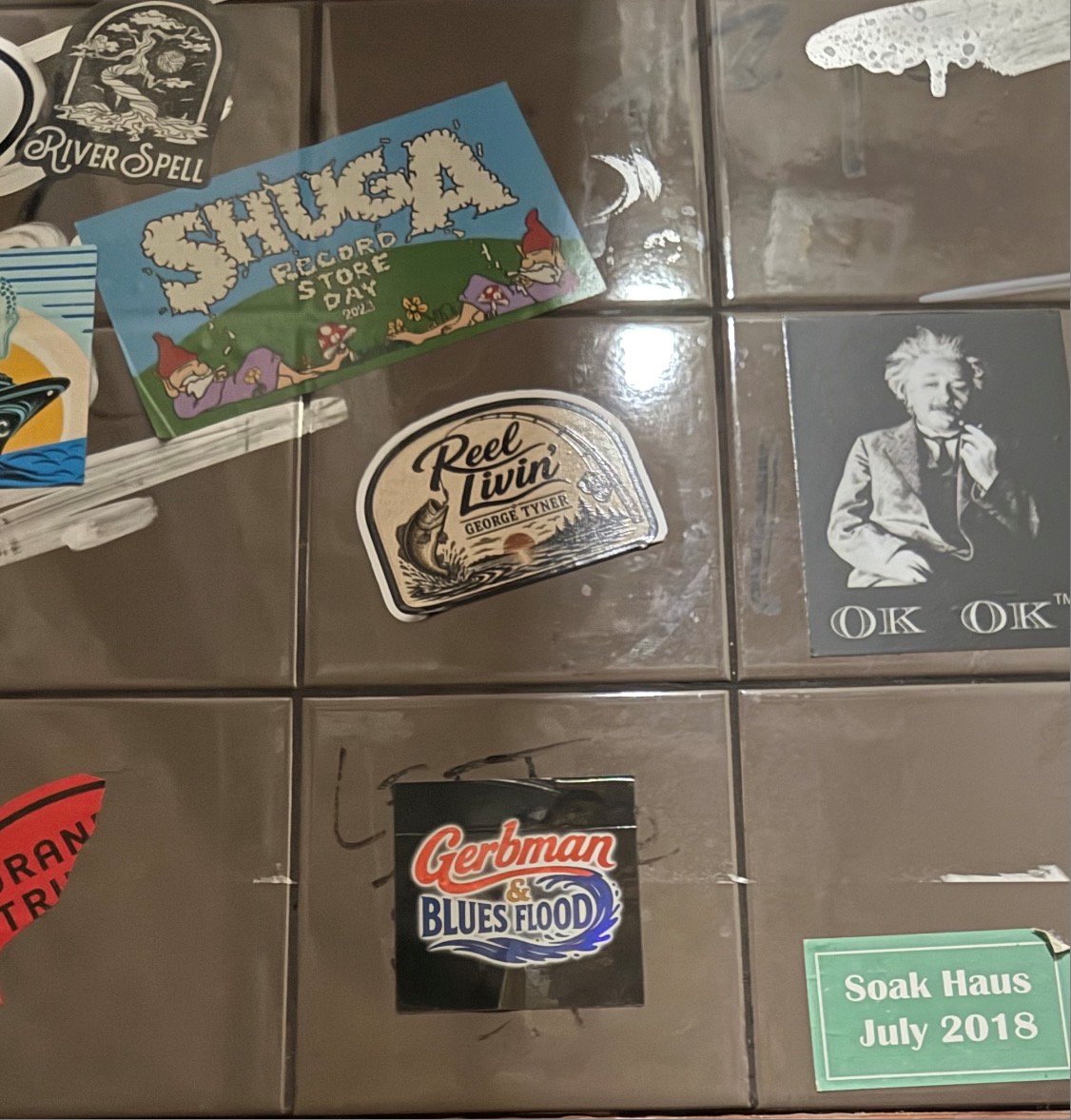 Gerbman & Blues Flood sticker inside The Bitter End in New York