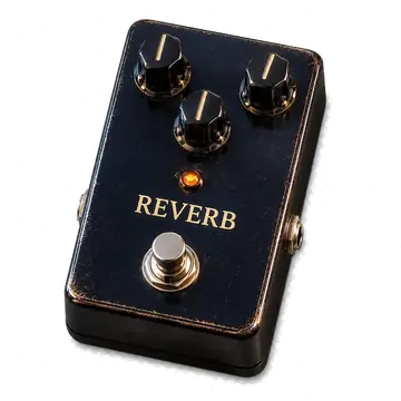 Black and gold reverb pedal