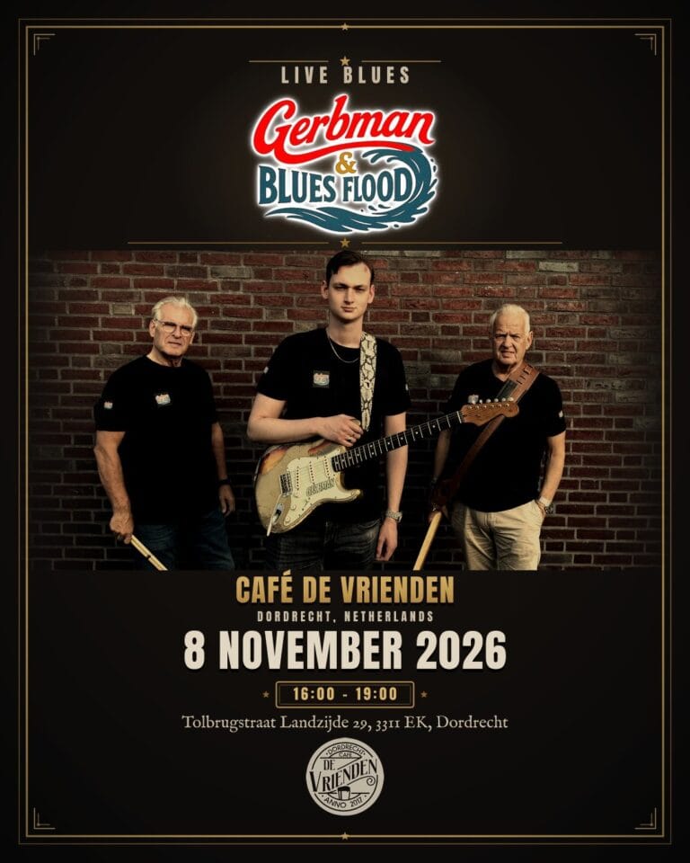 Plakat: Gerbman & Blues Flood im Café De Vrienden, Dordrecht, 8. Nov. 2026